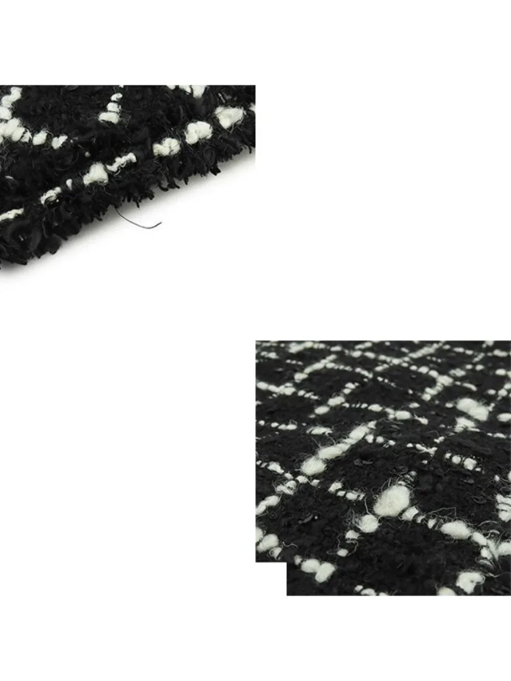 Chanel Skirt Black White Wool Cotton 03C Trapezoid 36
